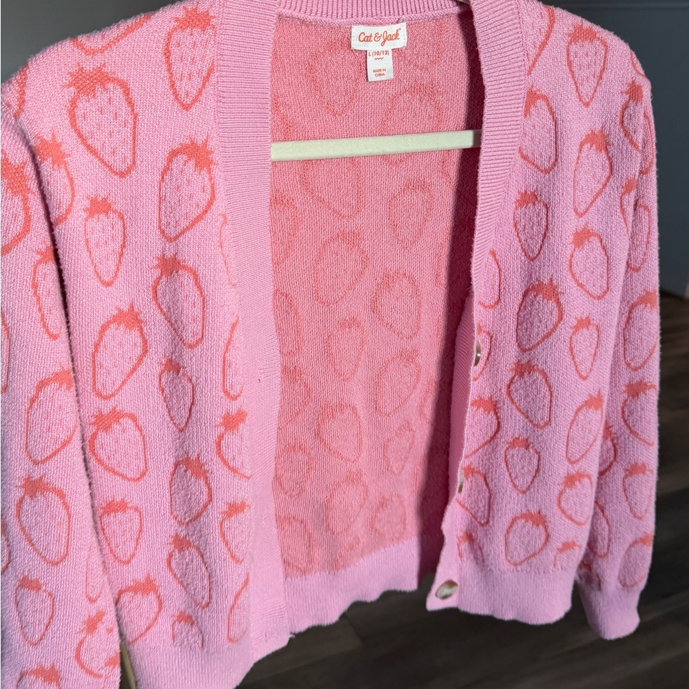 Cat & Jack Pink Strawberry Pattern Cardigan